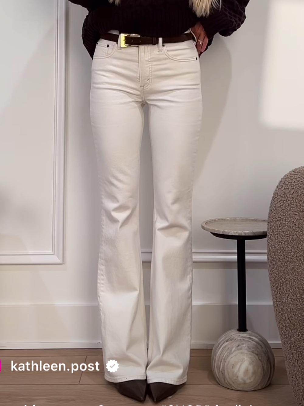 NWT Abercrombie x Kathleen Post Cream High Rise Bootcut Curve Love Jeans Size 30